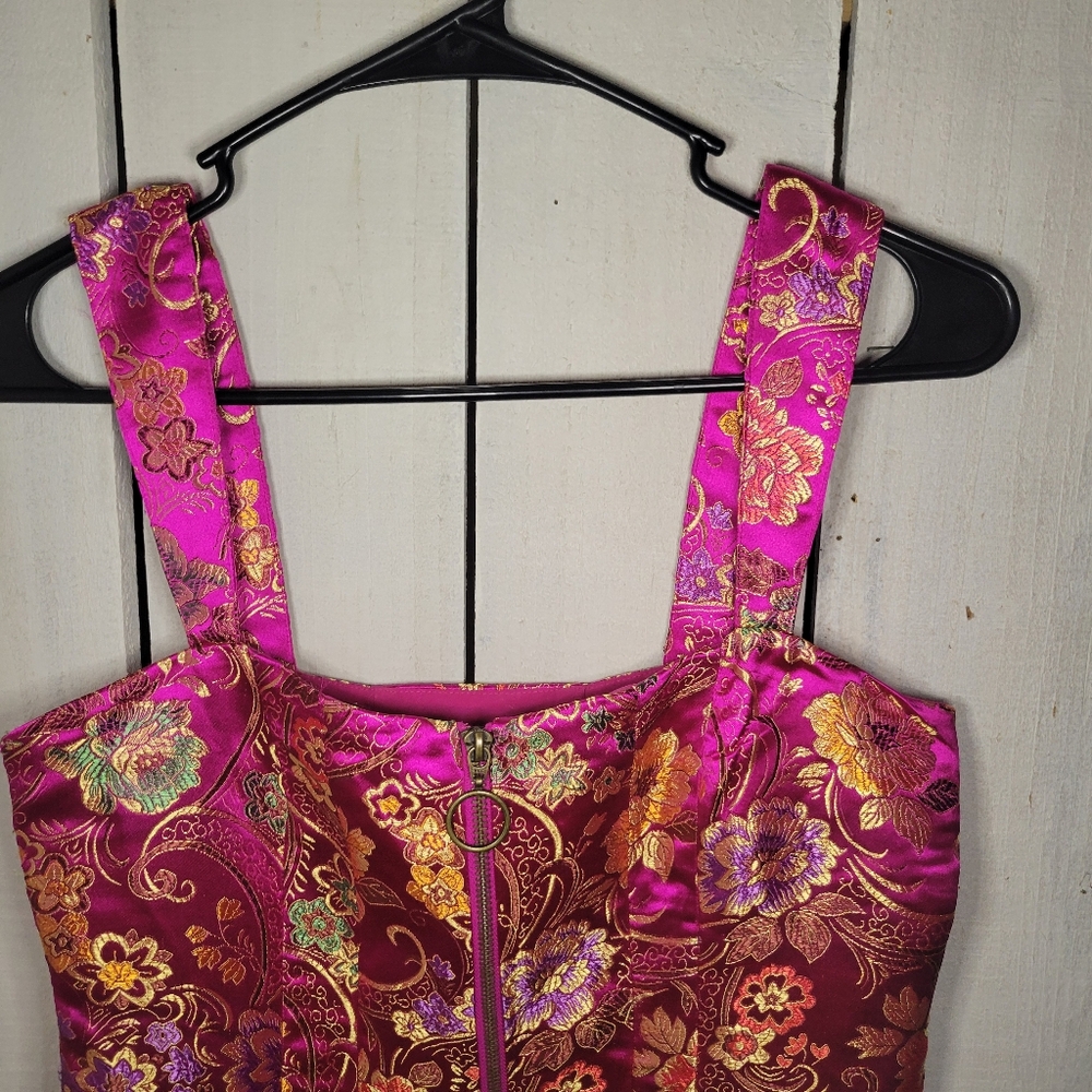 Forever 21, S, Asian inspired brocade mini full zip-up dress